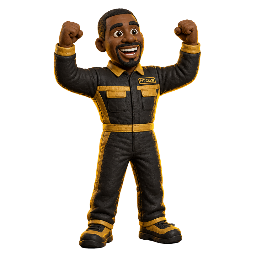 Dre, HOA studio guide clay figure, cheering